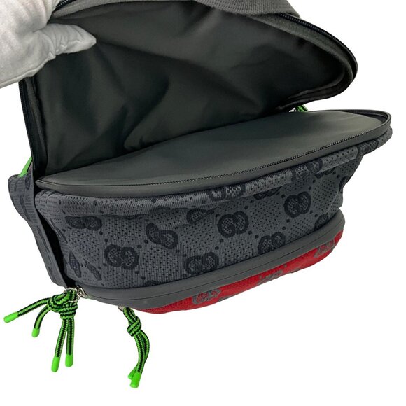 Gucci Women's Interlocking GG Backpack Gray Green & Red Sz M - Picture 13 of 15